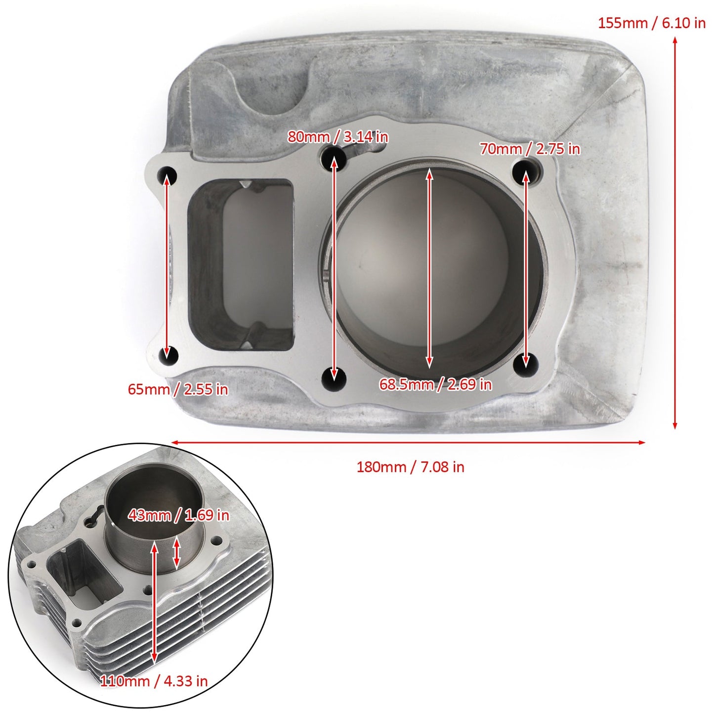 Areyourshop CILINDRO PISTONE GUARNIZIONE TOP END KIT Fit per Honda TRX250 E EX RECON TE TM 97-20 Generico