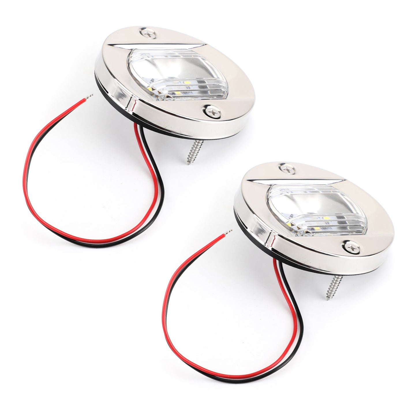 2PCS LED Marine Boat Yacht Specchio di poppa Cromo Ancora Luce di poppa Rotonda 2835-SMD 12V