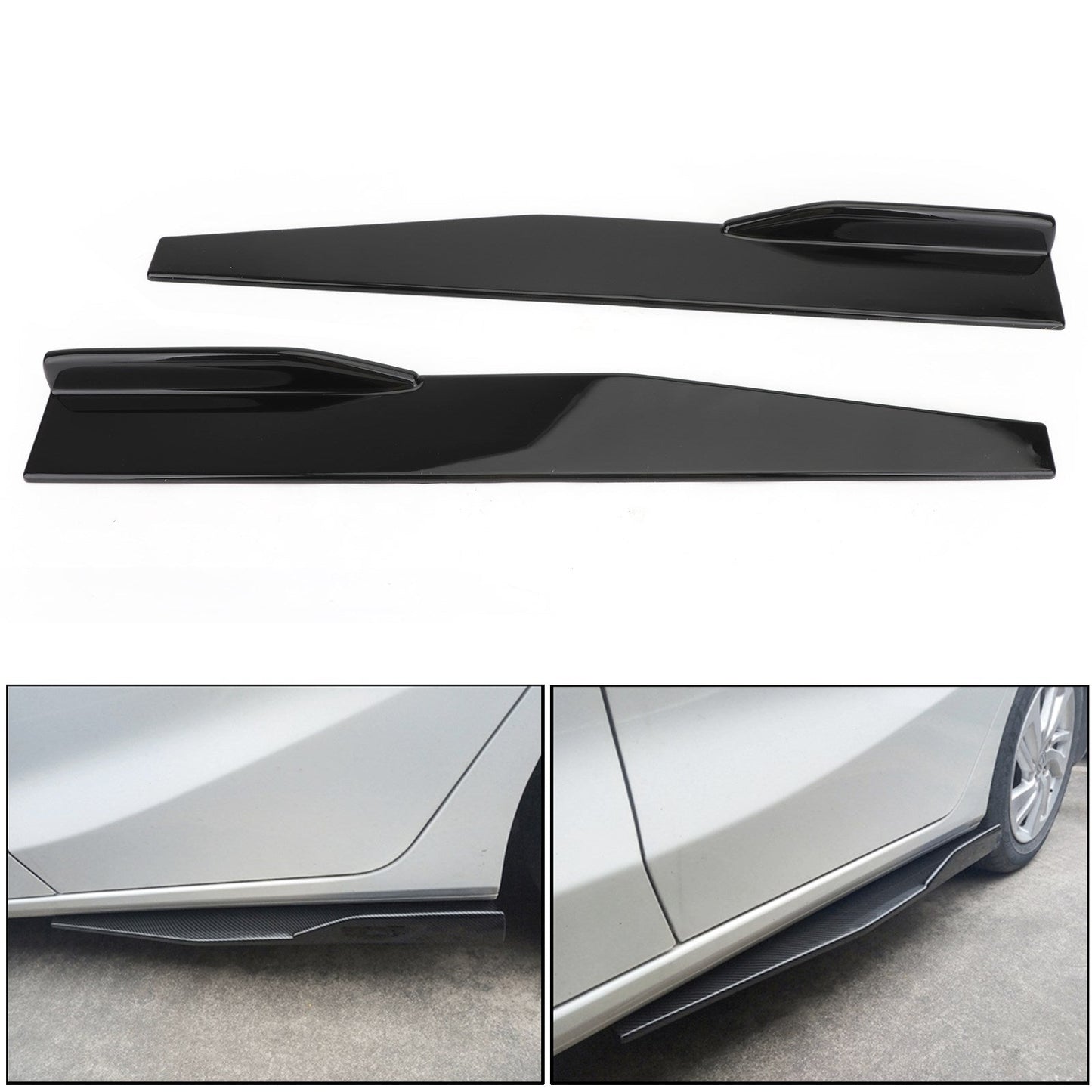 Coppia 86cm Car Gloss Black Side Minigonne Rocker Splitter Diffusore Winglet Wings Generico