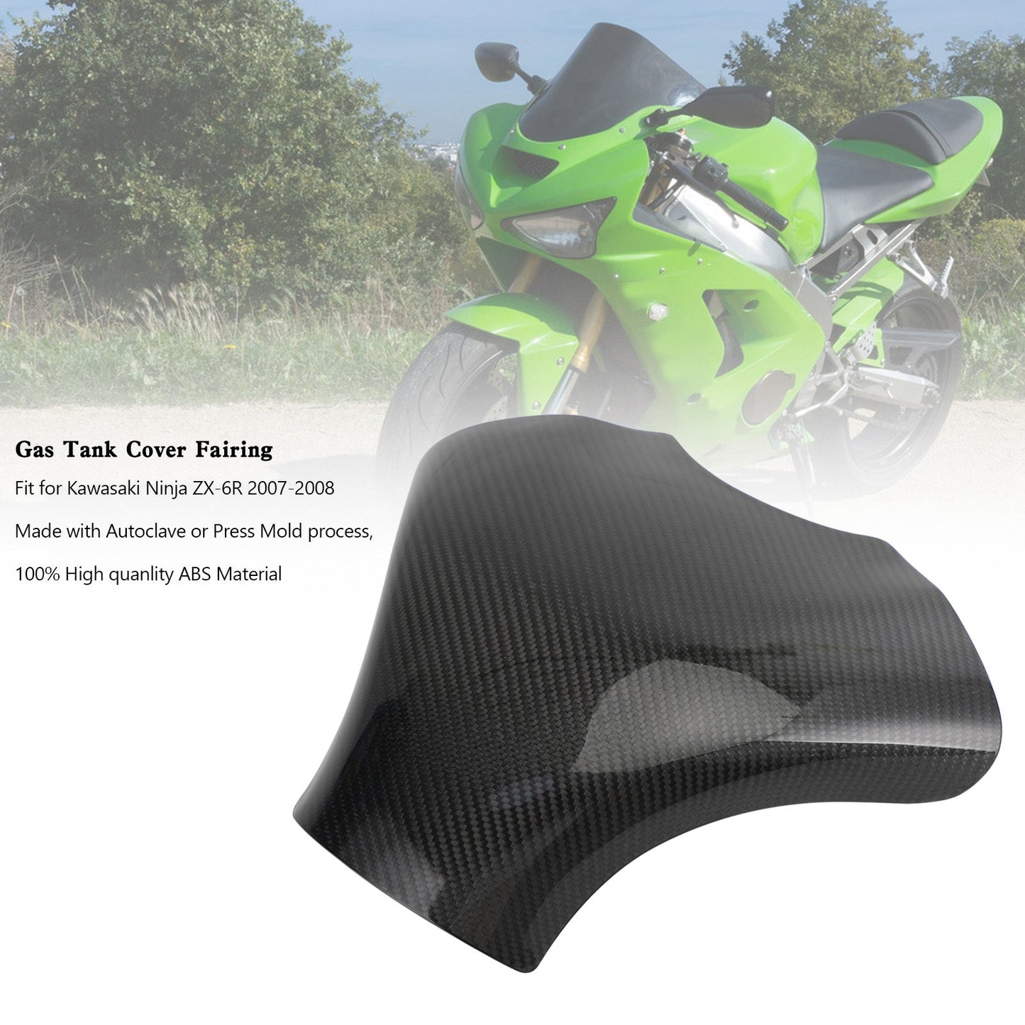 Le migliori offerte per Kawasaki Ninja ZX-6R 2007-2008 Carbon Gas Tank Cover Panel Cover Protector