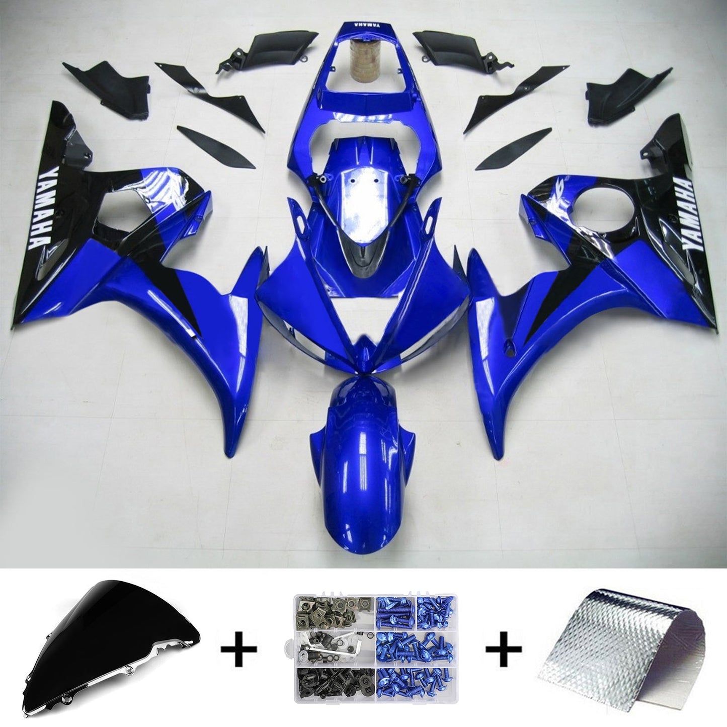 Amotopart Yamaha 2003-2004 YZF 600 R6 e 2006-2009 YZF R6S Kit carenatura blu