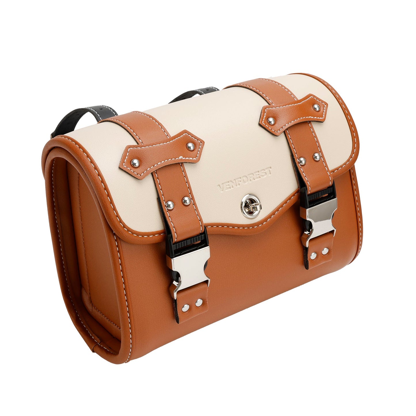 Borsa per attrezzi laterale per borsa laterale Borsa universale in tinta unita per moto Marrone-Bianco