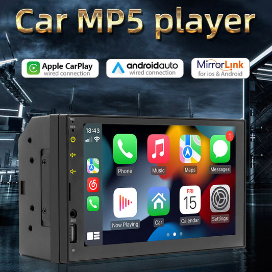 Lettore MP5 per auto Carplay cablato da 7" Bluetooth Scheda per auto MP3 Radio + fotocamera a 4 LED