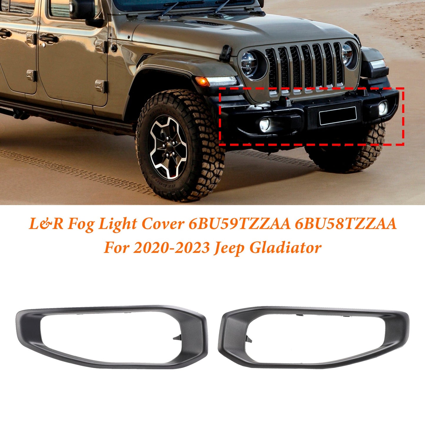 Jeep Gladiator 2020-2023 Coppia cornice fendinebbia 6BU59TZAA 6BU58TZAAA