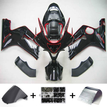 Amotopart 2003-2004 Kawasaki ZX6R 636 kit di rivestimento rosso nero