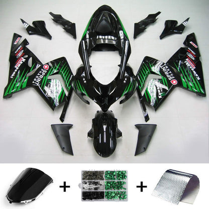 Amotopart Kawasaki 2004-2005 ZX10R Green Mix Black Cycle CIT Kit