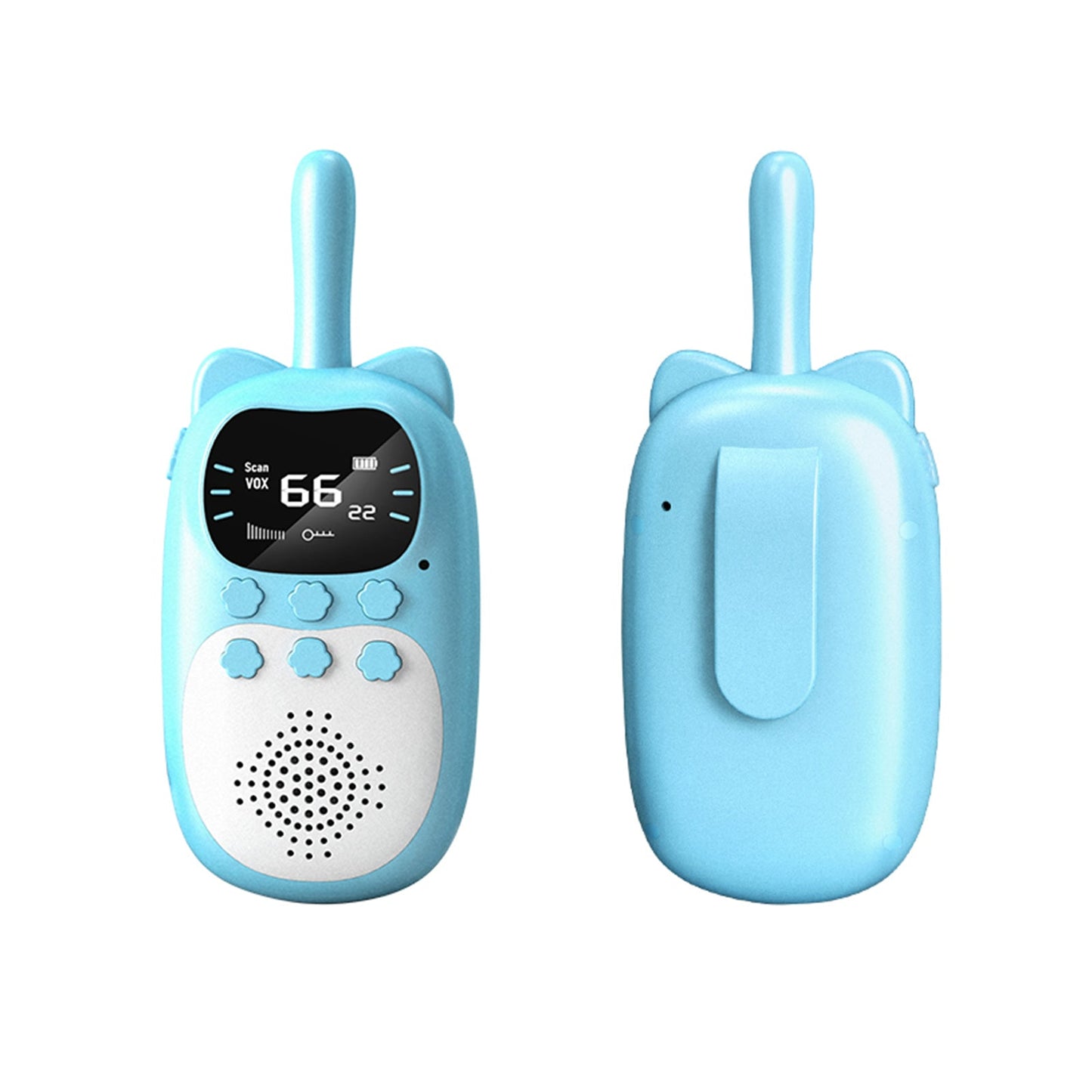 Confezione da 2 walkie talkie per bambini 22 canali radio a 2 vie portata 3 km palmare originale