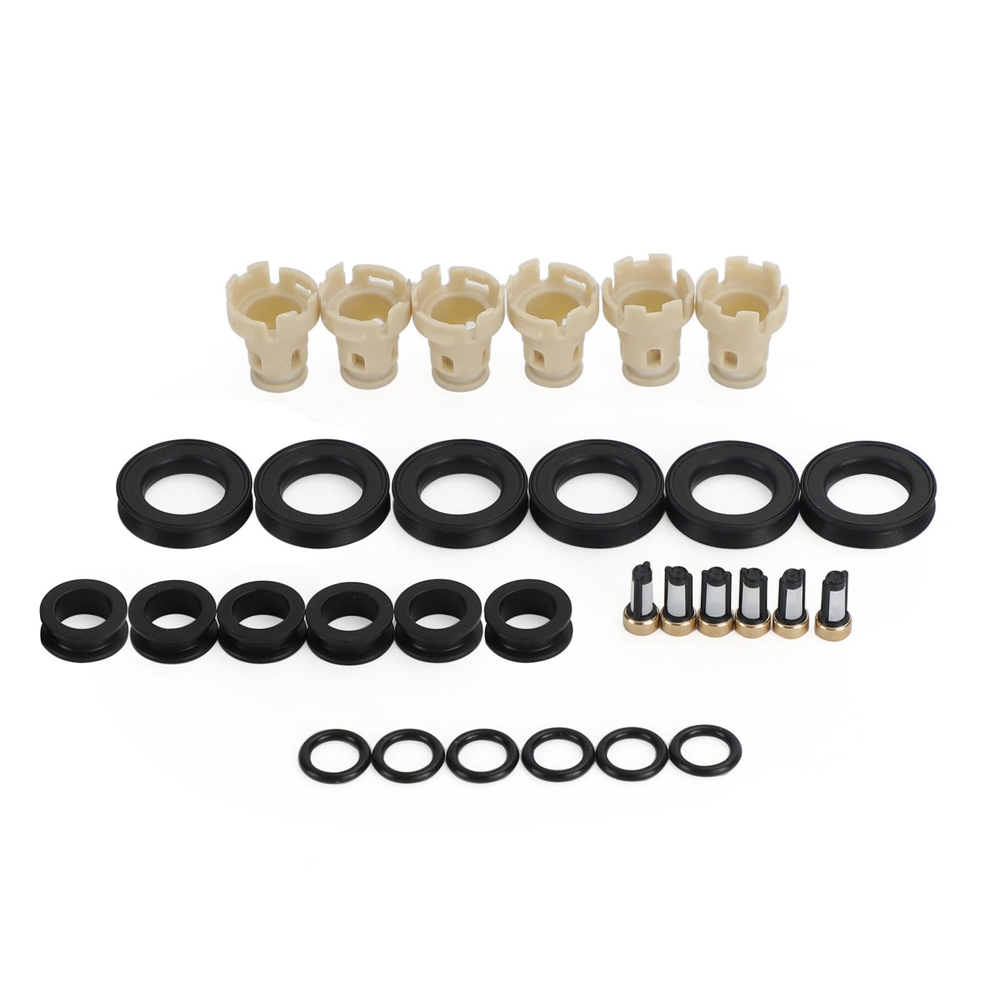 6PCS Iniettori di Carburante Rebuild kit o-ring Guarnizioni Filtri Tappi Fit Toyota 3.4 5VZFE Generico