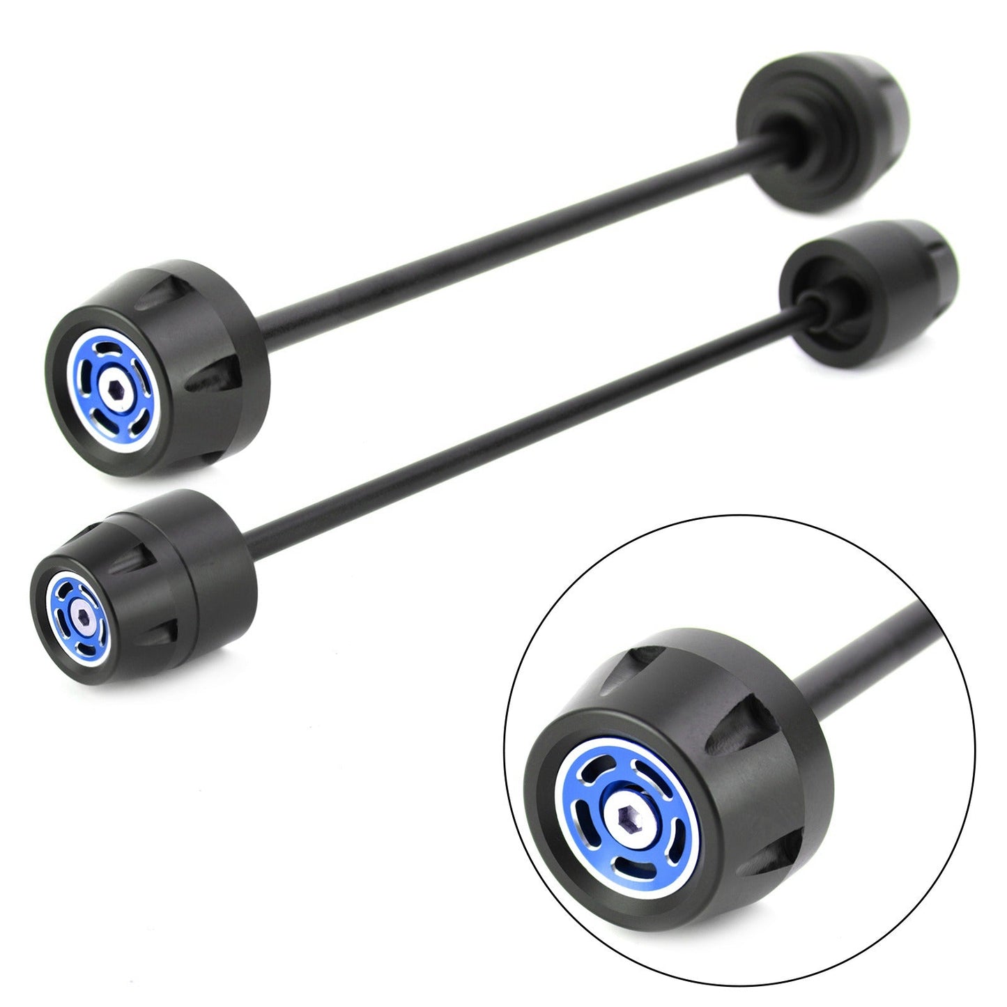 Asse ANTERIORE + POSTERIORE Forcella Slider Ruota Blu Fit per Ducati Scrambler 400 800 1100 Generico