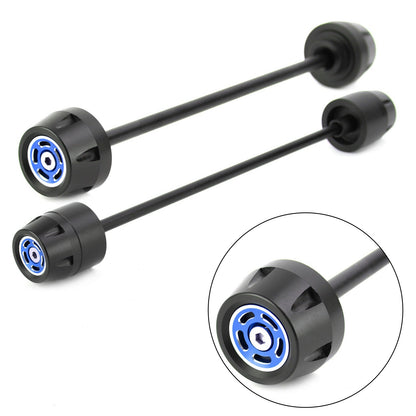 Asse ANTERIORE + POSTERIORE Forcella Slider Ruota Blu Fit per Ducati Scrambler 400 800 1100 Generico