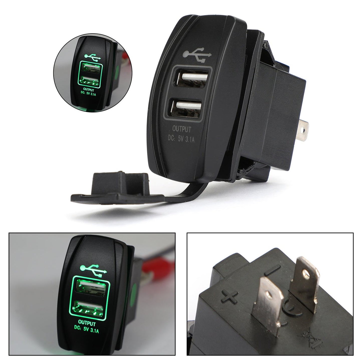 Caricabatterie con doppia presa USB per UTV Can Am Polaris RZR Ranger 900 1000 XP 750 Generico