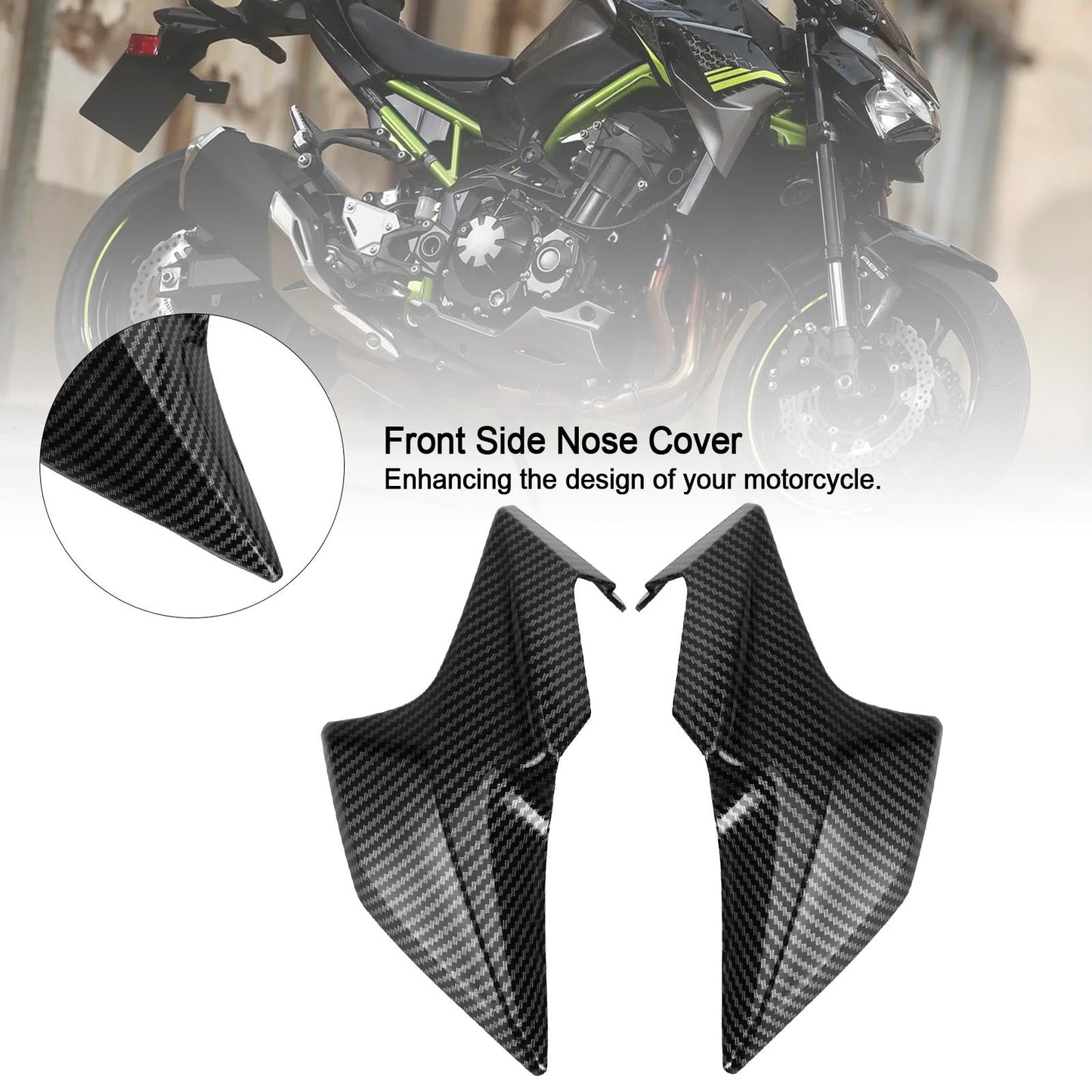 Carbon Front Side Nose Cover Headlight Panel Carenatura per Kawasaki Z900 2020-2021 Generico