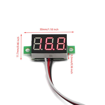 5x Mini DC 0-30V LED rosso Pannello voltmetro a 3 display digitale calibrabile