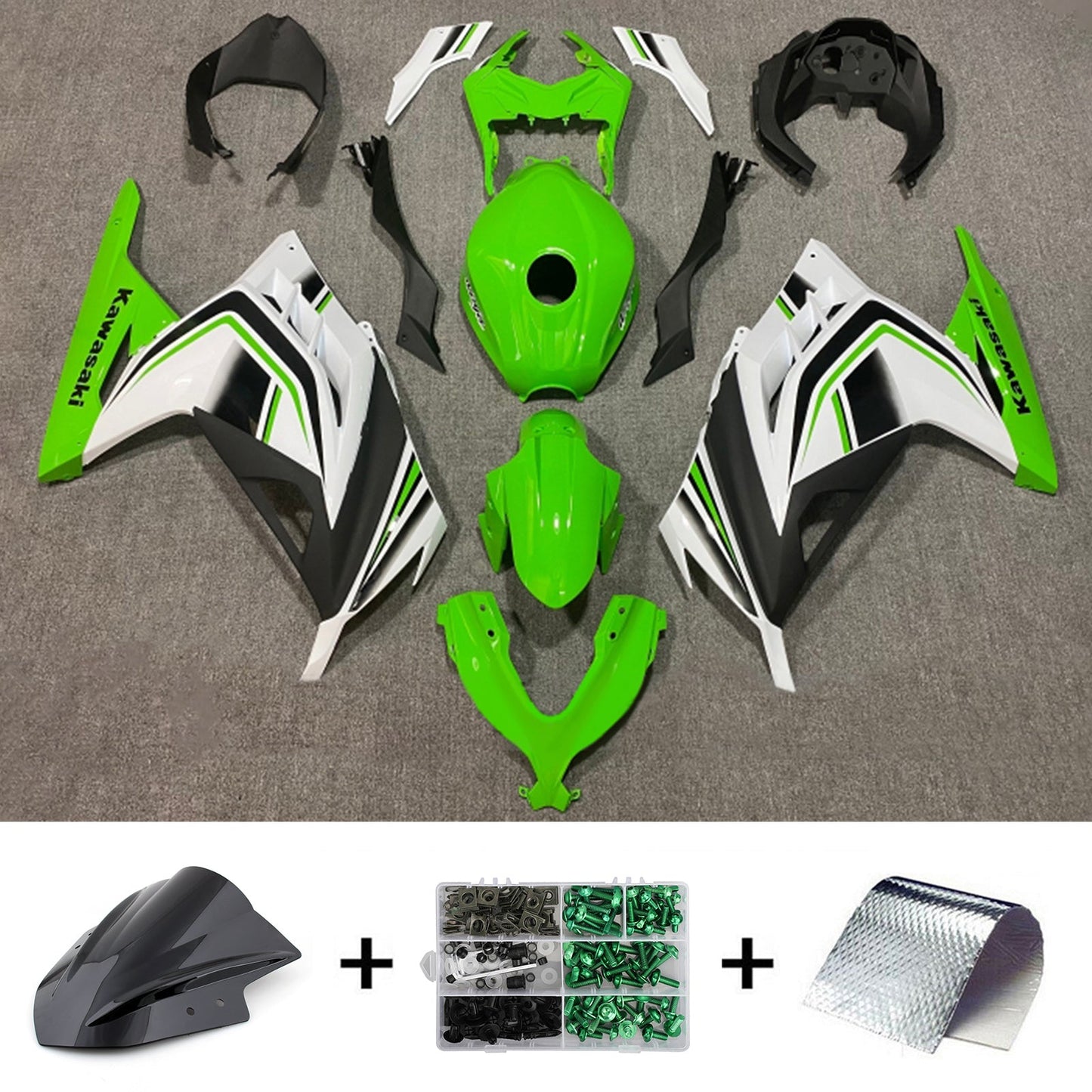 Amotopart Kawasaki EX300/Ninja300 2013-2017 Kit carena Carrozzeria Plastica ABS