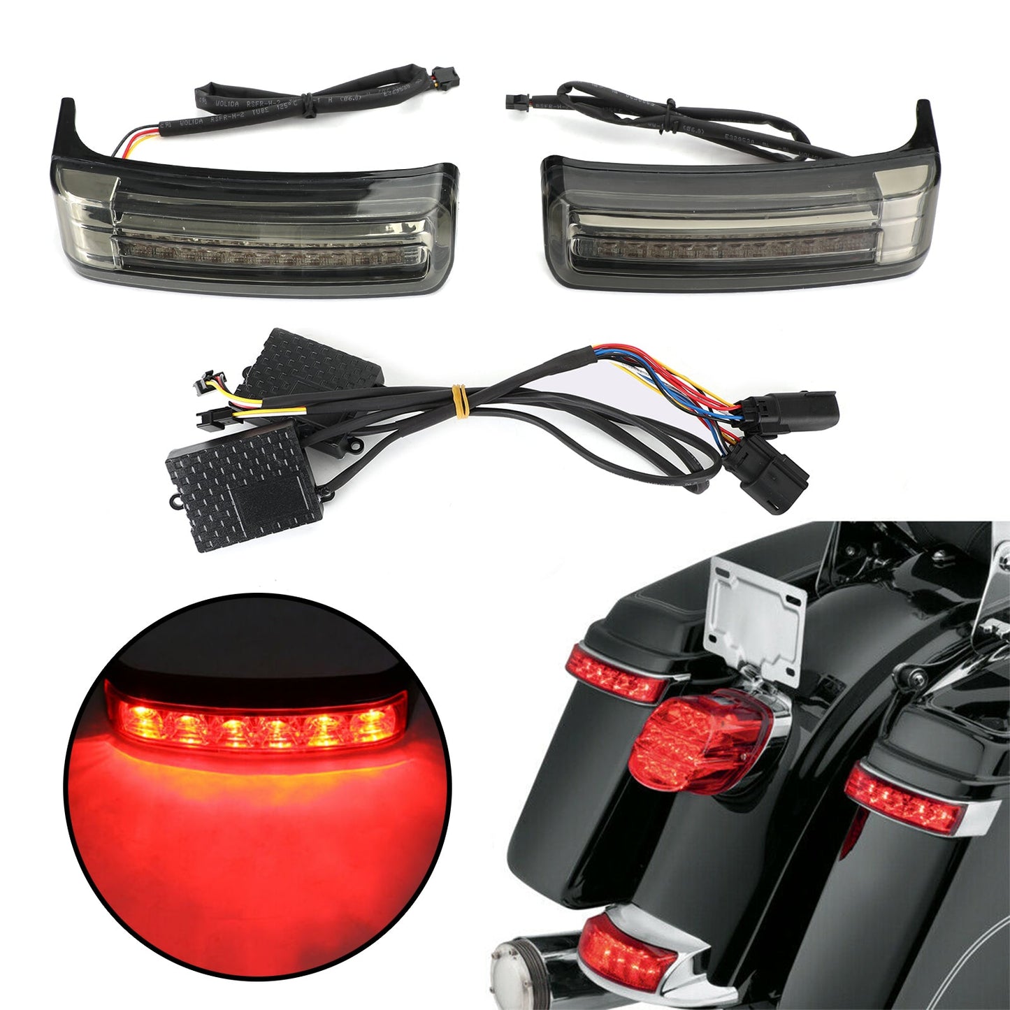 LED Bisaccia Borse da sella Run Brake Turn Lamp Lights per Touring 2014-2021 Generico