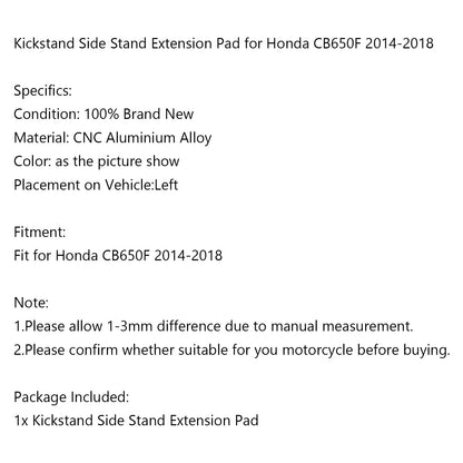 Cavalletto Laterale Allarga Pad Piastra Per Honda CB650F CBR650F 2014-2018 Generico