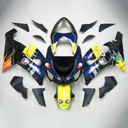 Amotopart Kawasaki 2005-2006 ZX6R 636 Kit di rivestimento dei cartoni animati blu