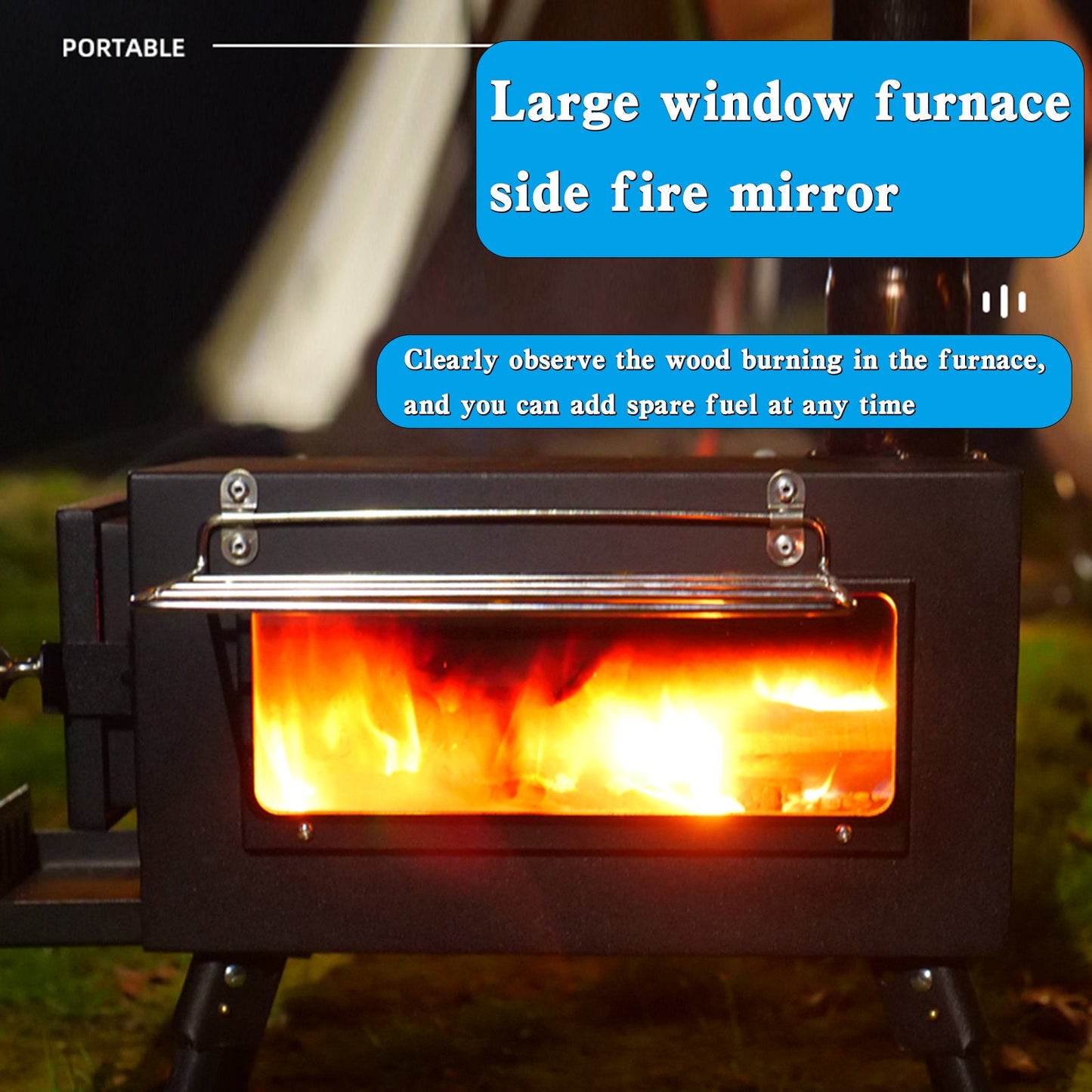 Stufa a legna da campeggio per tende portatili da esterno con tubo per cucinare in tenda