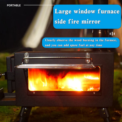 Stufa a legna da campeggio per tende portatili da esterno con tubo per cucinare in tenda