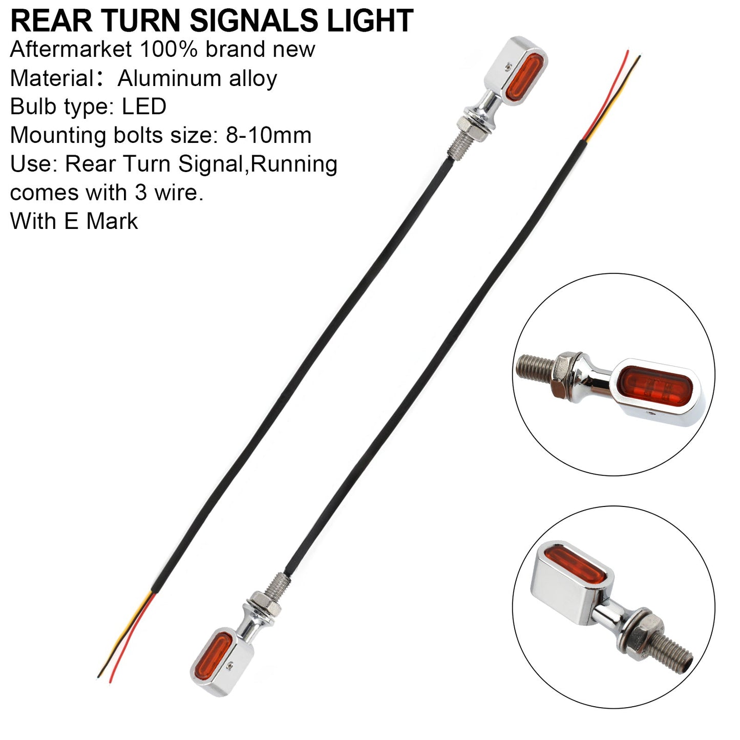 Indicatore di direzione a LED posteriore Mini E Mark per Sportster Touring Dyna Softail Generico