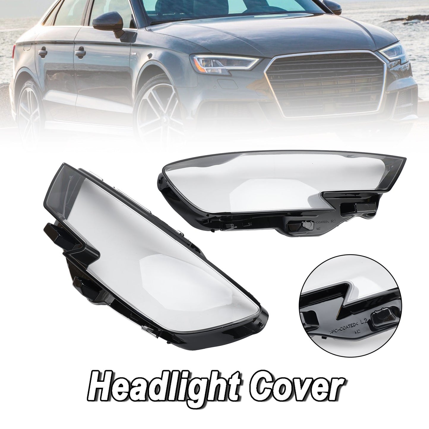 Audi A3 2017-2020 Sinistra + Destra Lente per faro in plastica Guscio di copertura 8V0941783 84