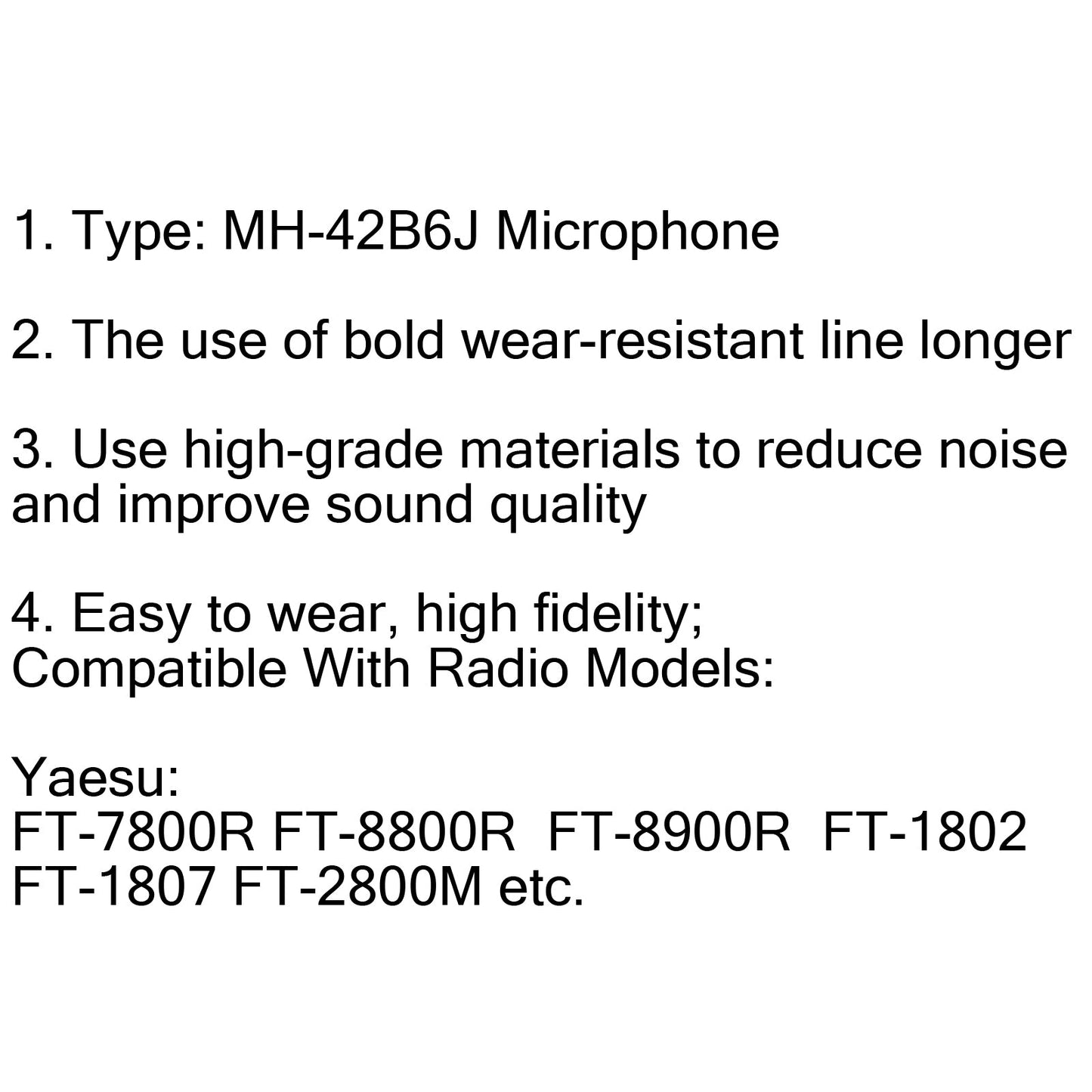 MH-42B6J DTMF Microfono per radio Yaesu FT-1807M FT-1900R FT-2600 FT-2800