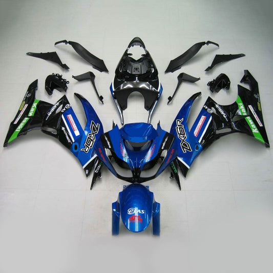 Amotopart Kawasaki 2009-2012 ZX6R 636 Blue Mix Black Cladding Kit