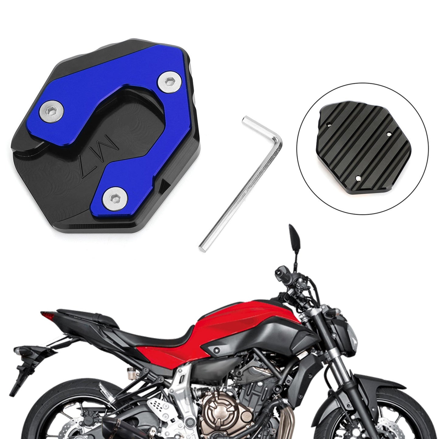 Prolunga per cavalletto laterale per cavalletto per Yamaha MT-07 FZ-07 Prolunga per cavalletto laterale per cavalletto per Yamaha MT-07 FZ-07 Titanio Generico