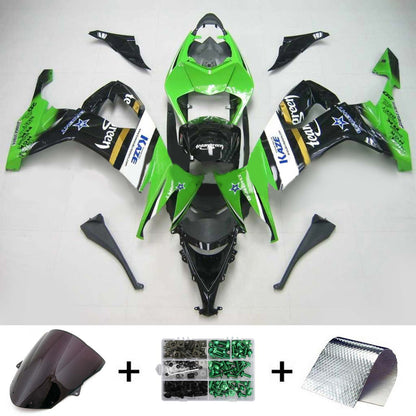 Amotopart Kawasaki ZX10R 2008-2010 Kit di paura nero verde