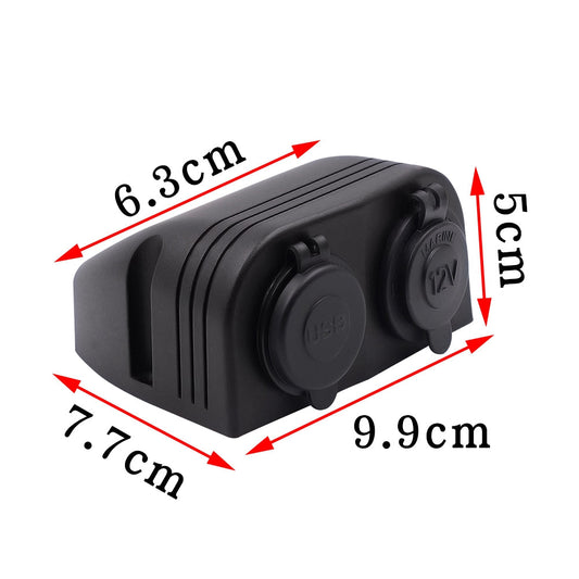Caricabatterie 2 in 1 + accendisigari 12V/24V Pannello a 2 fori adatto per auto da barca