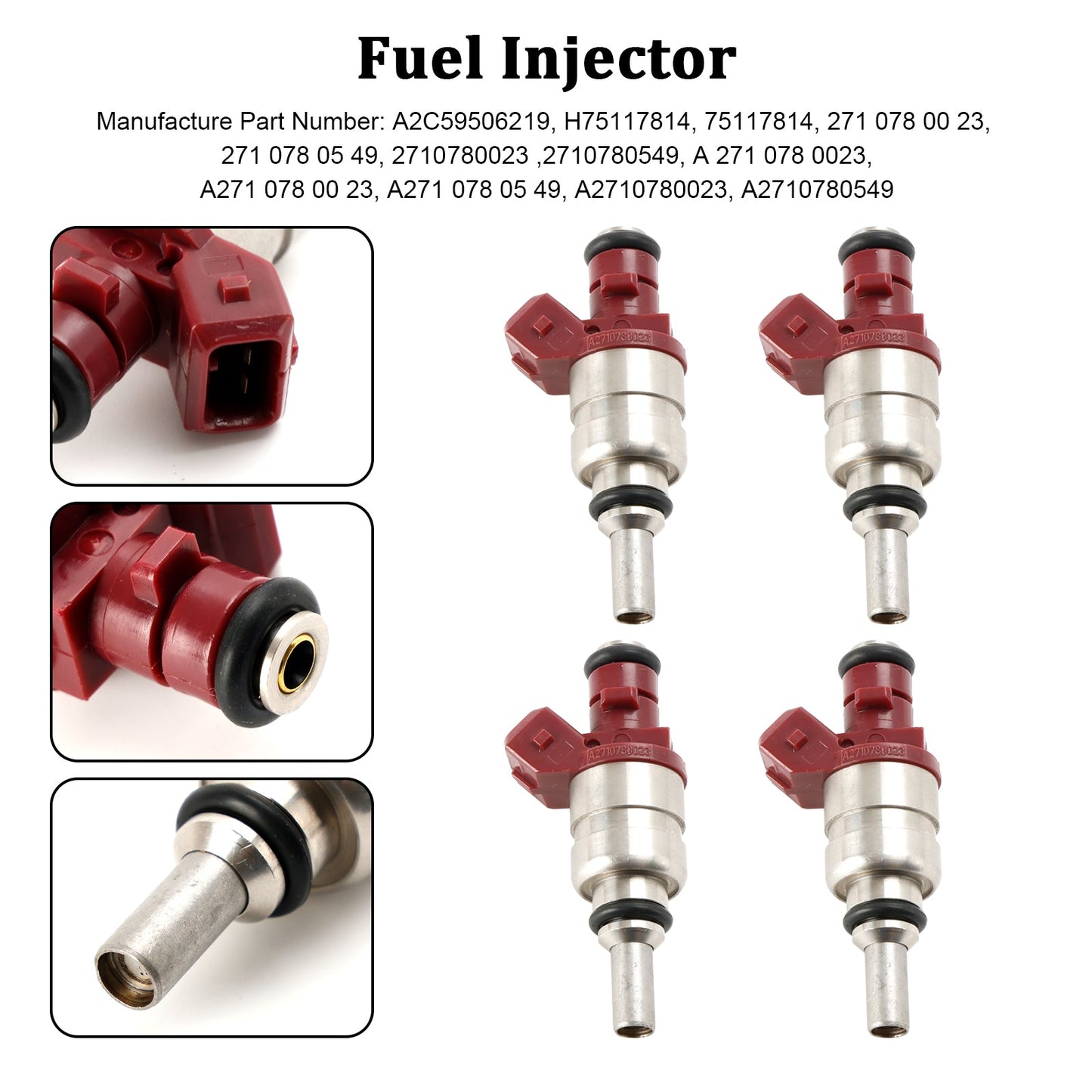 4PCS Iniettore di carburante A2710780023 Adatto per Mercedes Benz Classe C Classe CLK 1.8L