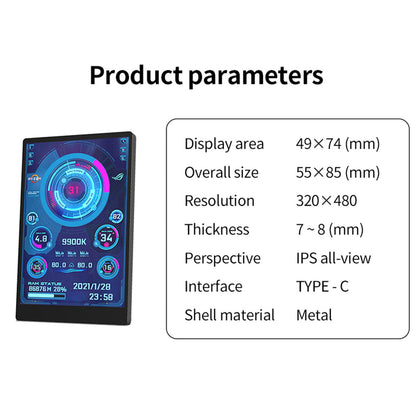 Computer CPU GPU RAM HDD Display liberamente AIDA64 Monitor schermo IPS da 3,5 pollici