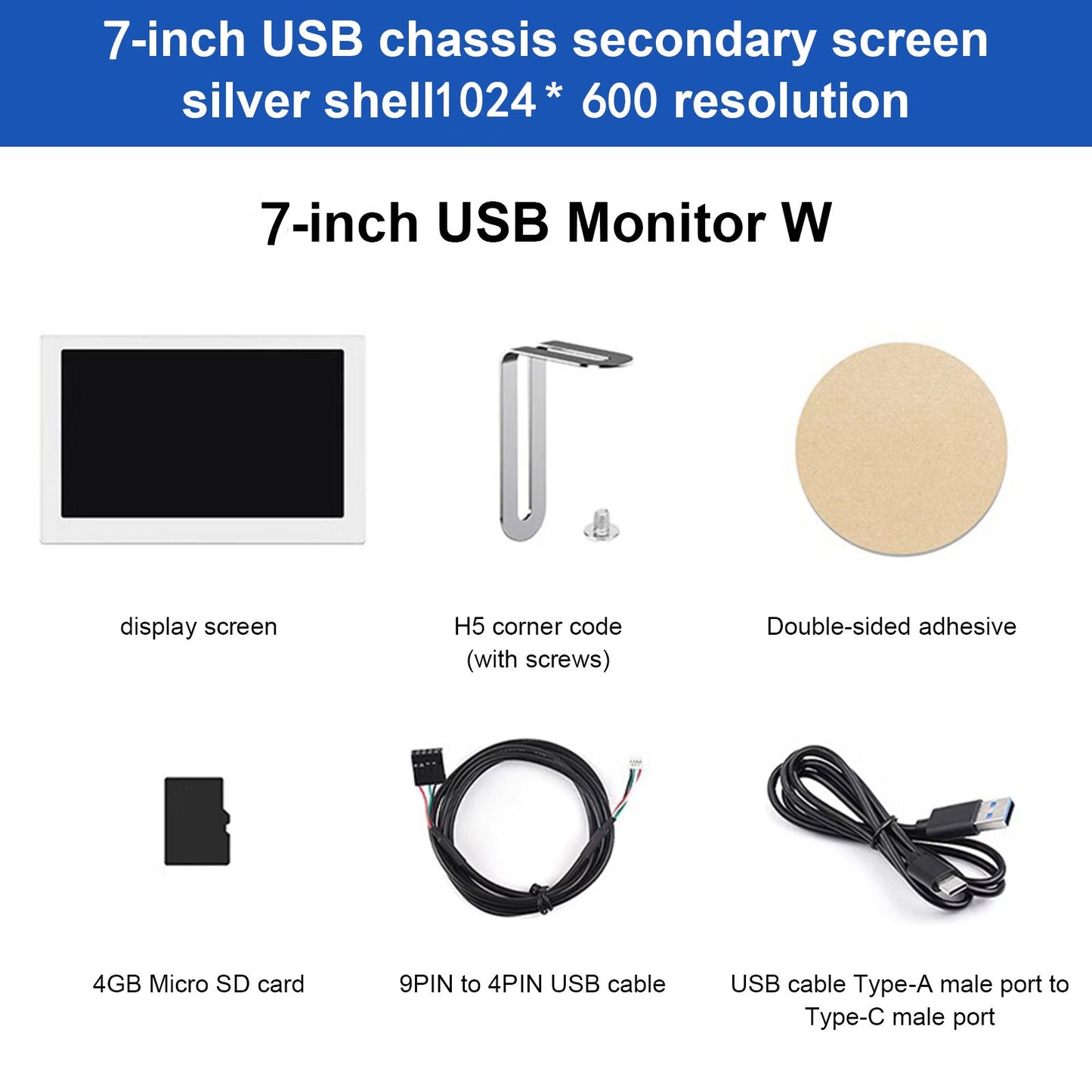 Schermo secondario per custodia per computer USB da 5/7 pollici Schermo IPS montato su tavolo per atmosfera