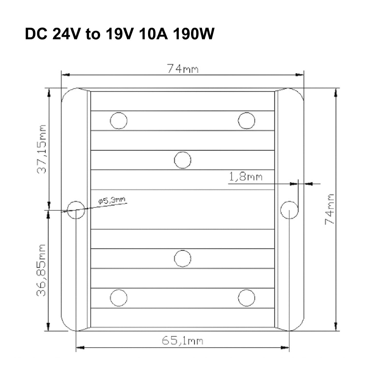 Impermeabile 24V a 19V 10A 190W Step Down Regolatore Convertitore di Potenza DC/DC