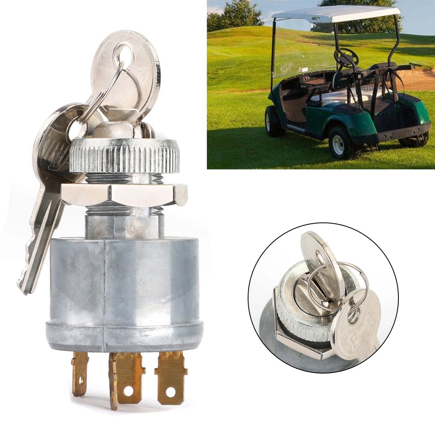 Interruttore a chiave per carrello EZGO - 4 poli con luci di fabbrica 81+ Gas ed elettrico 33639G01