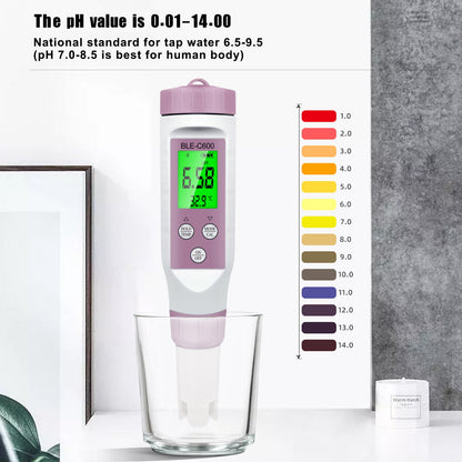 7 in 1 PH EC Conducibilità TDS Salinità ORP SG Blue Tooth Meter Tester Misure