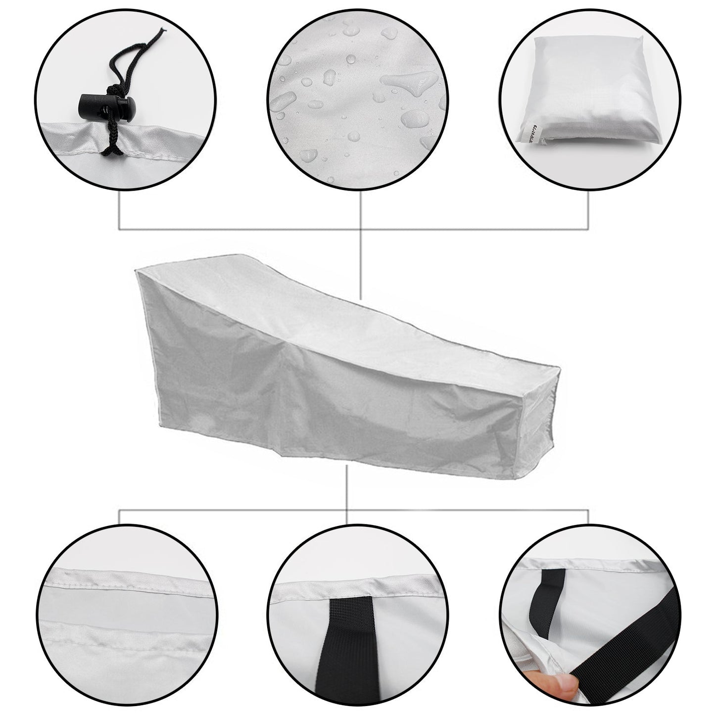 Impermeabile Silver Sun Lounge Chair Dust Oxford Outdoor Mobili da giardino Cover