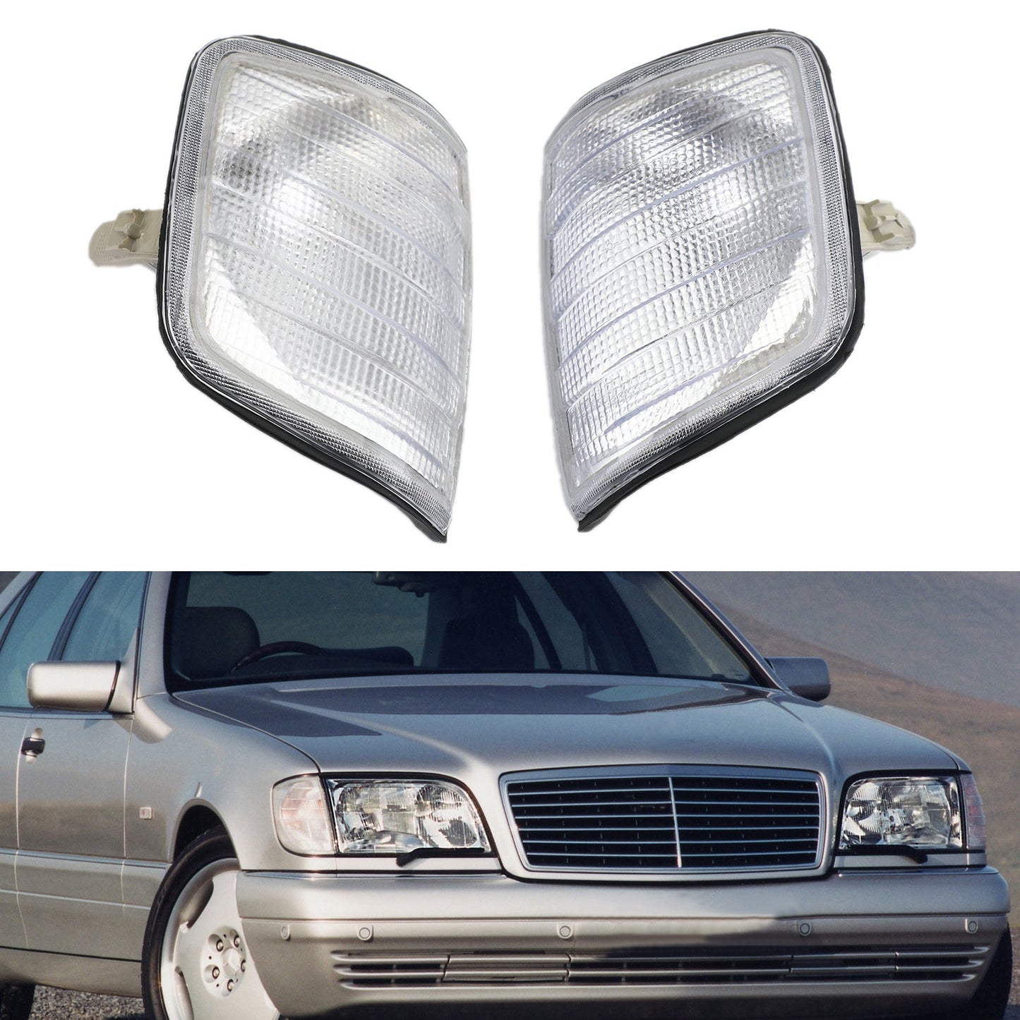Coppia di luci d'angolo per luci di parcheggio per Mercedes-Benz Classe E W124 1986-1993 Generico