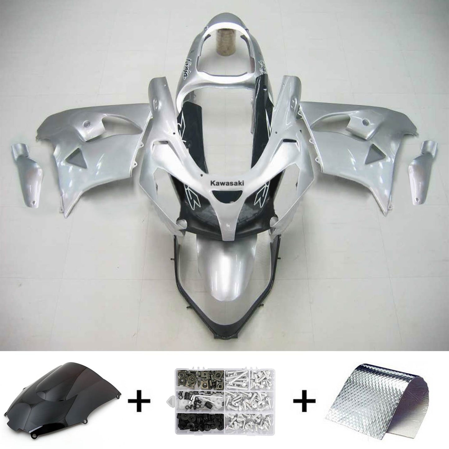 Amotopart Kawasaki ZX9R 2000-2001 Kit di rivestimento d'argento