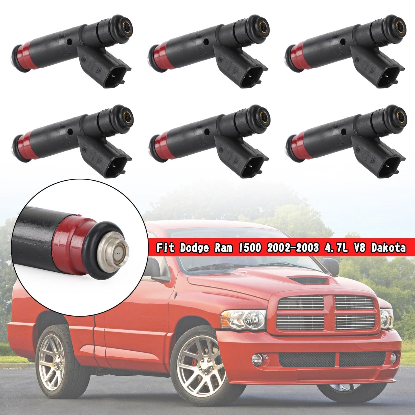 8PCS Iniettori di carburante 53032145AA Fit Dodge Ram 1500 2002-2003 4.7L V8 Dakota Generico