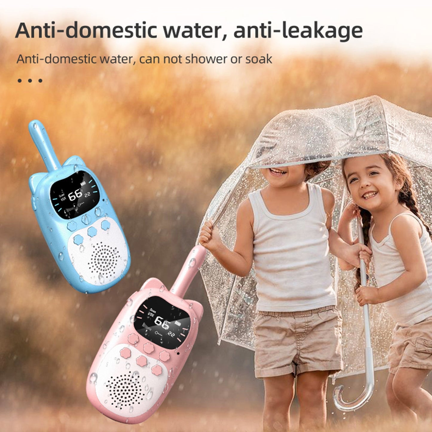 Confezione da 2 walkie talkie per bambini 22 canali radio a 2 vie portata 3 km palmare originale