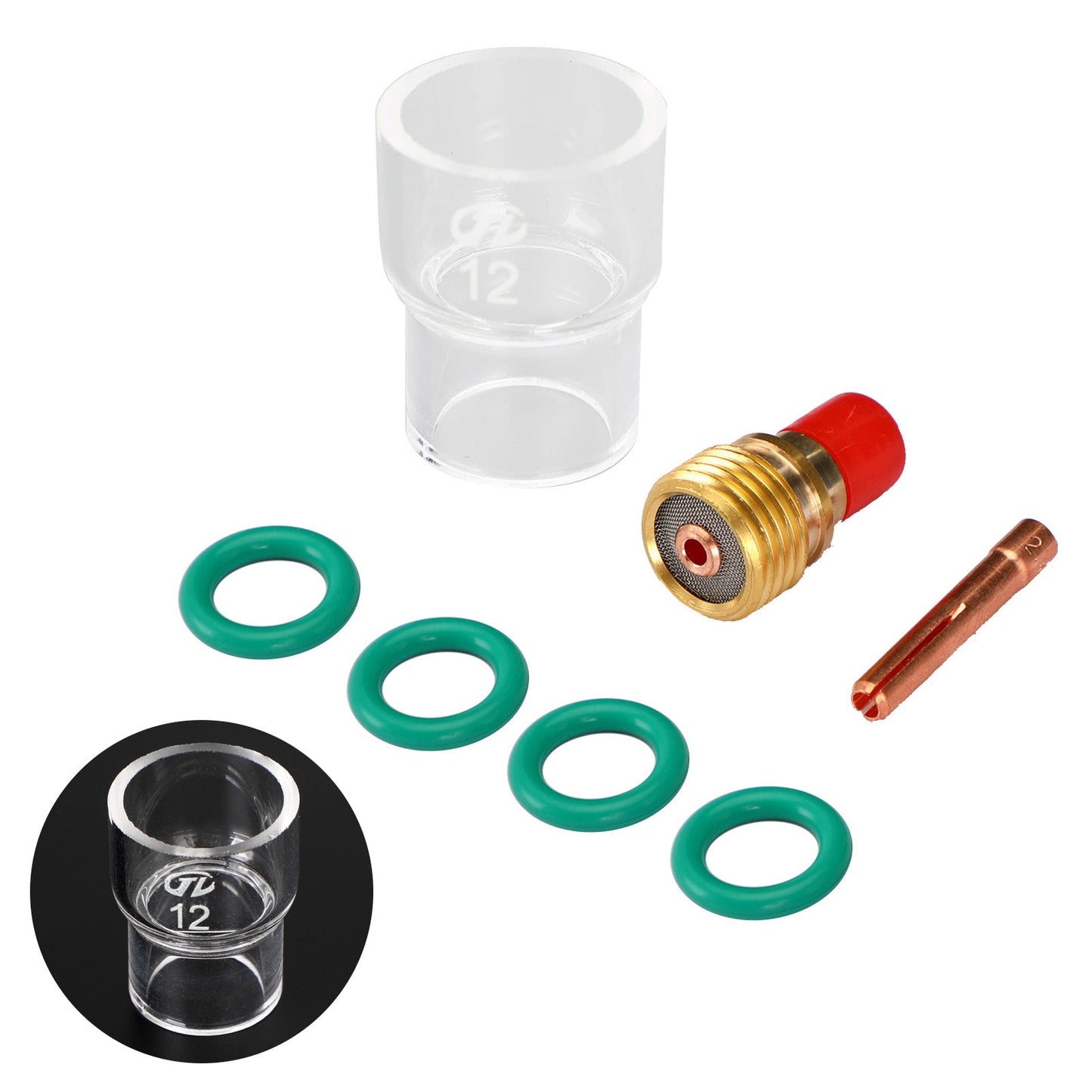 7pcs TIG Welding Torch Stubby Gas Lens Kit tazza in vetro Pyrex per WP-9/20/25