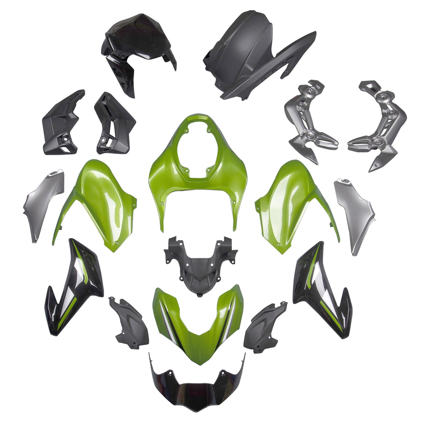 Carenatura adatta per Kawasaki Z900 2017-2019 Carrozzeria in plastica per iniezione verde argento generica