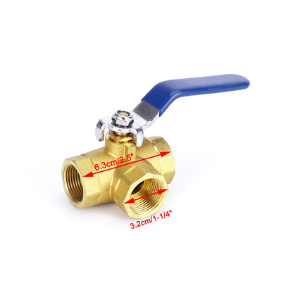 Maniglia a leva con attacco a L femmina a 3 vie Maniglia a leva 3/4" NPT in ottone forgiato