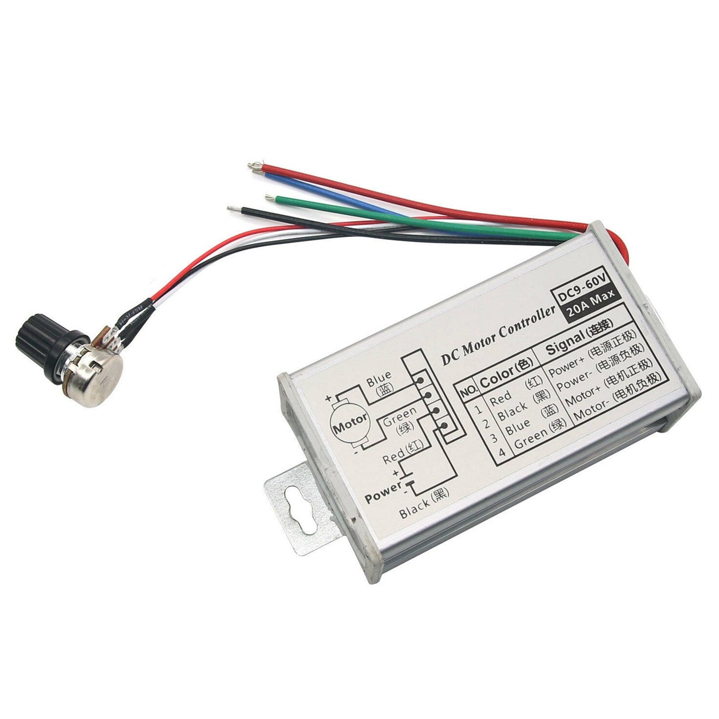 12V 24V Max 20A PWM Interruttore del controller di controllo della velocità variabile continua del motore CC