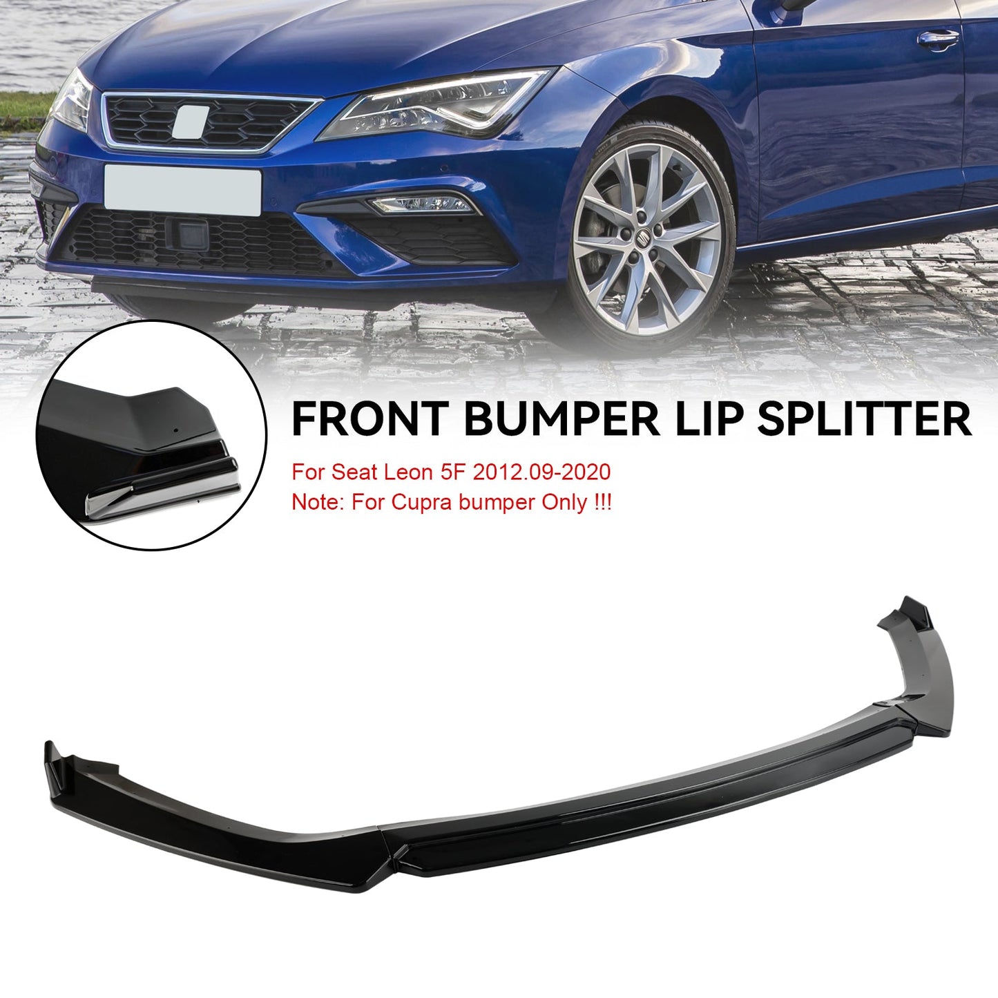 Spoiler anteriore nero lucido Performance per Seat Leon 5F 2012-2020