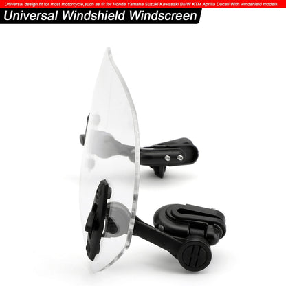 Motorcycle Adjustable Clip On Windshield Extension Spoiler Wind Deflector