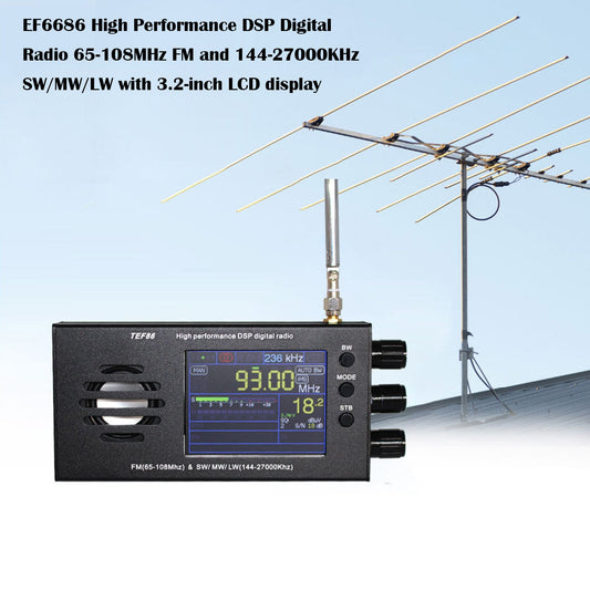 Display LCD da 3,2" Radio digitale DSP EF6686 ad alte prestazioni 144-27000KHz SW/MW/LW