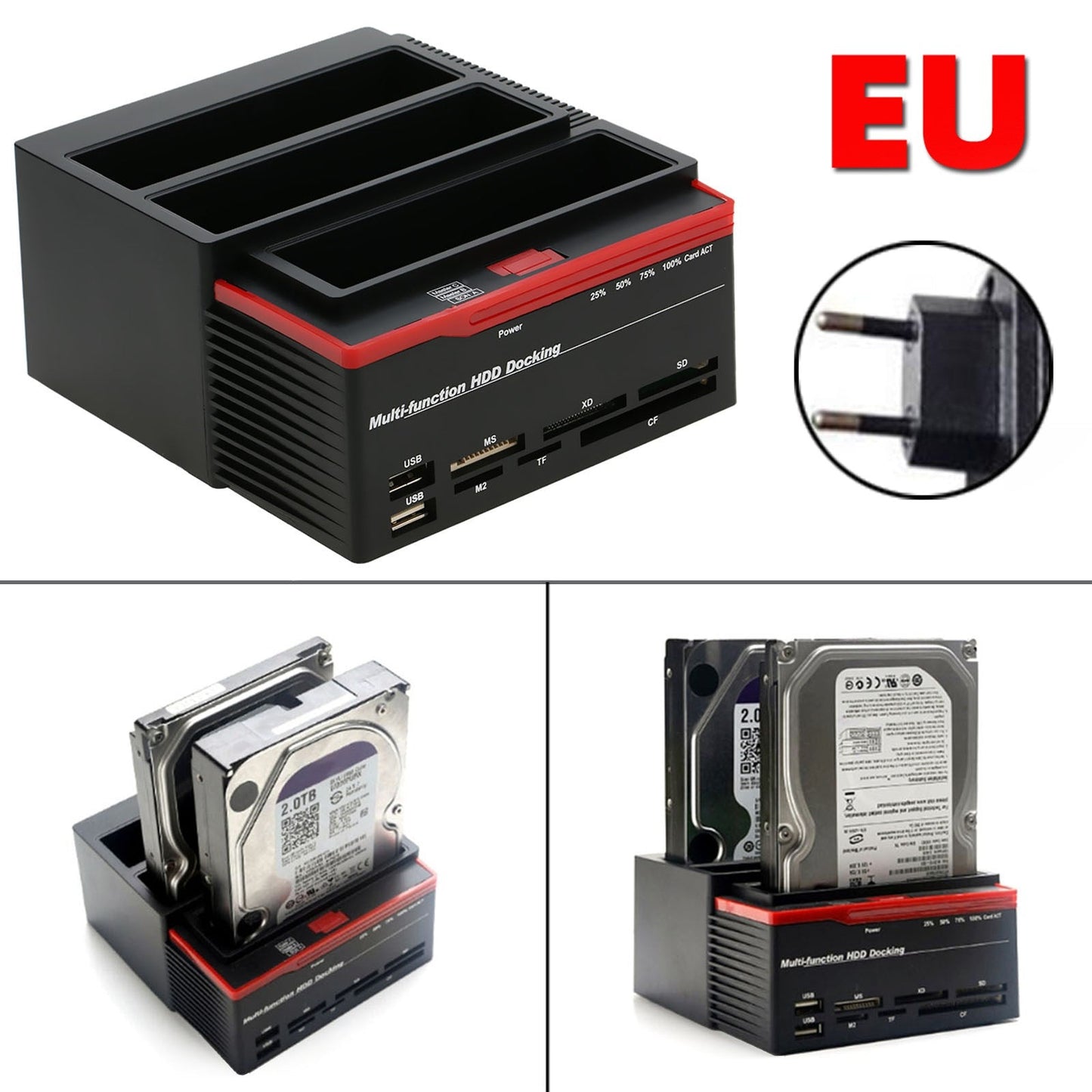 Multifunzione 2.5 3.5" HDD Docking Station UKB 3.0 Clone Hard Drive Card EU