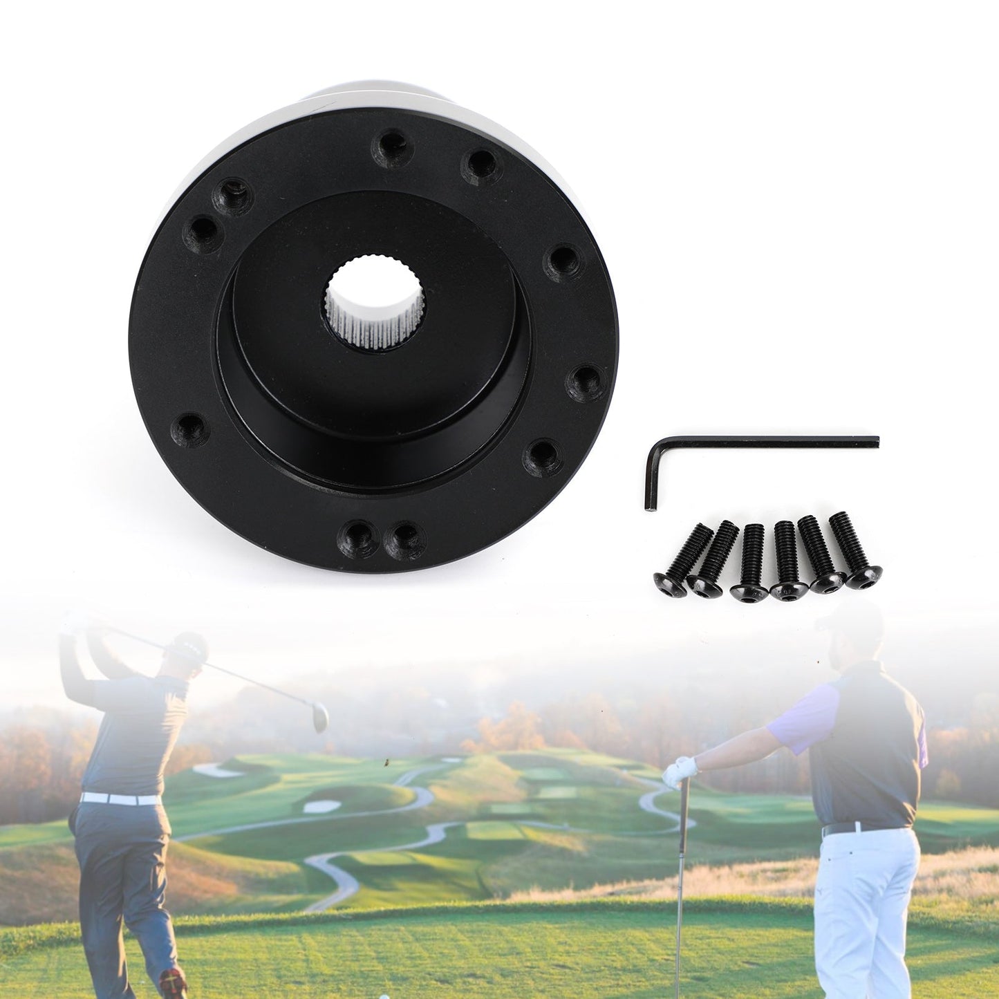 Mozzo adattatore per volante in alluminio per carrello da golf adatto per Club Car DS 1984-up nero generico